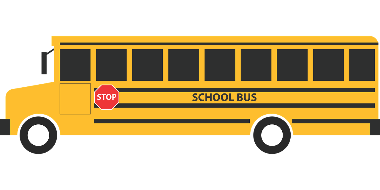 a school bus with a stop sign on the side, by Winona Nelson, pixabay, on black background, 💋 💄 👠 👗, stop frame animation, 1 6 x 1 6