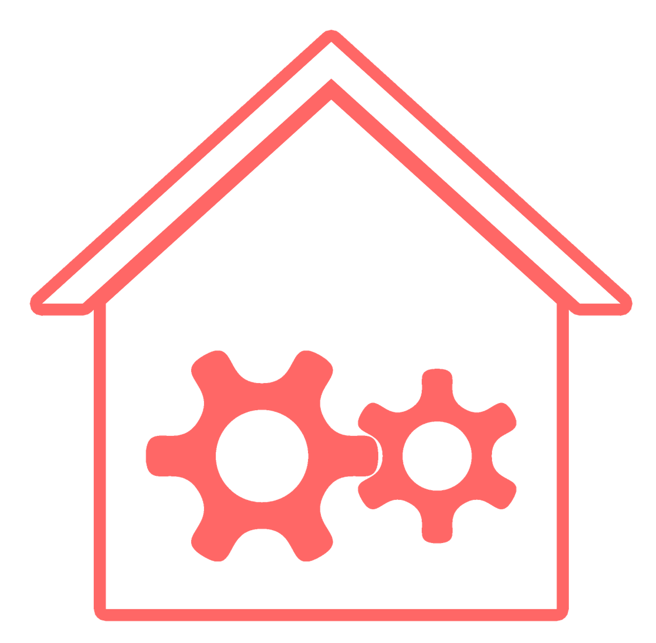 a house with two gears inside of it, pixabay, modernism, on a flat color black background, red color theme, pink, webdesign icon for solar carport