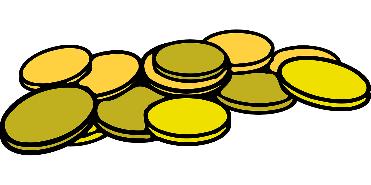 a pile of coins sitting on top of each other, pixabay, conceptual art, colors: yellow, svg comic style, high contrast illustration, banknote