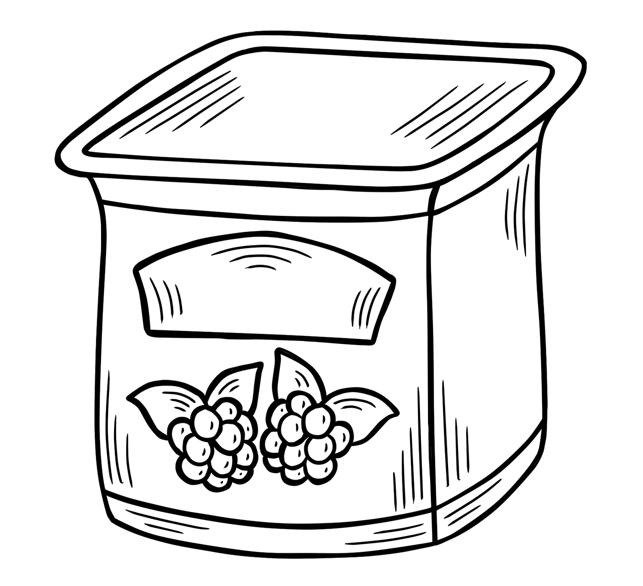 a jar of fruit sitting on top of a table, lineart, case, high contrast illustration, illustration, cartoon image