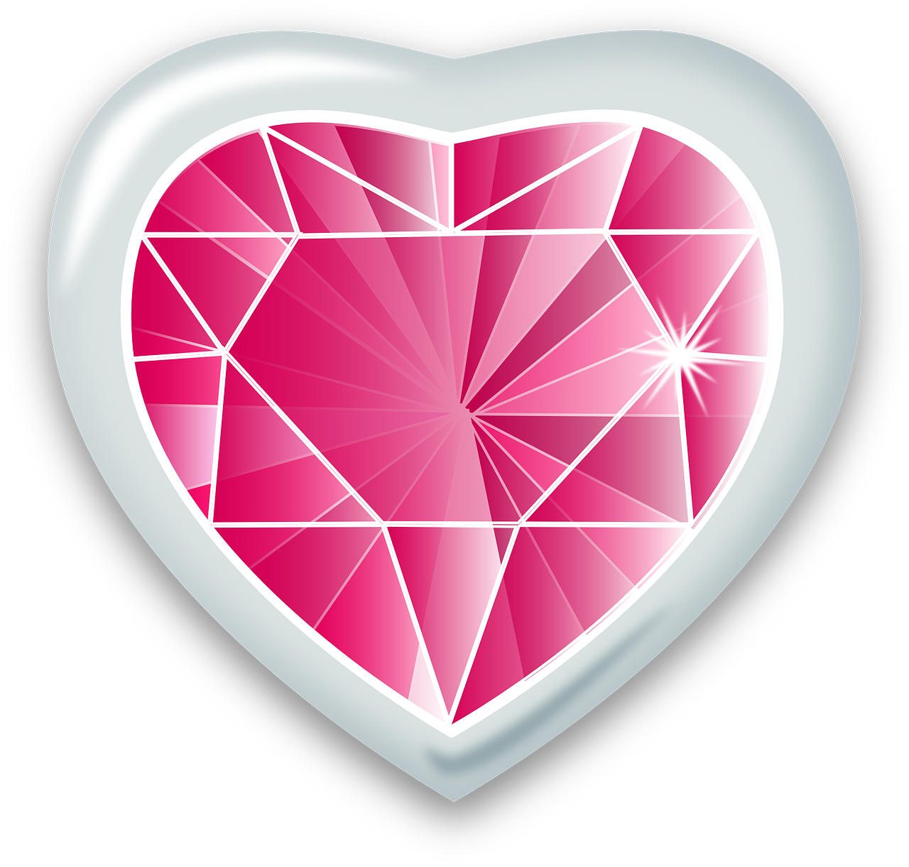 a pink diamond in the shape of a heart, by Aleksander Gierymski, pixabay, hurufiyya, sticker design vector art, jade, red beryl, small heart - shaped face