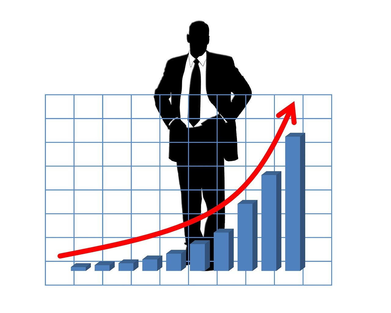 a man in a suit standing in front of a graph, figuration libre, growth of a couple, image, full size, blog-photo