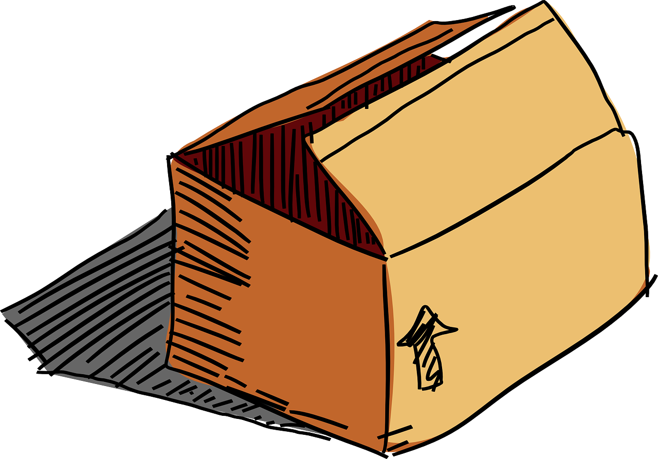 a cardboard box with an arrow sticking out of it, an illustration of, by Randy Post, richly detailed colored, cartoon drawing, documents, sideview