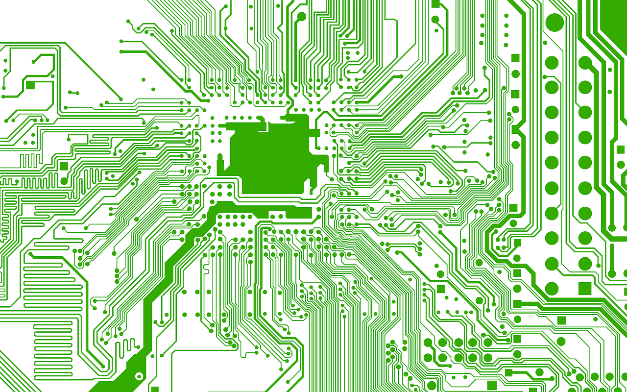 a close up of a computer circuit board, by Alison Watt, pixabay, computer art, detailed vectorart, isolated on white background, green tone, looking partly to the left