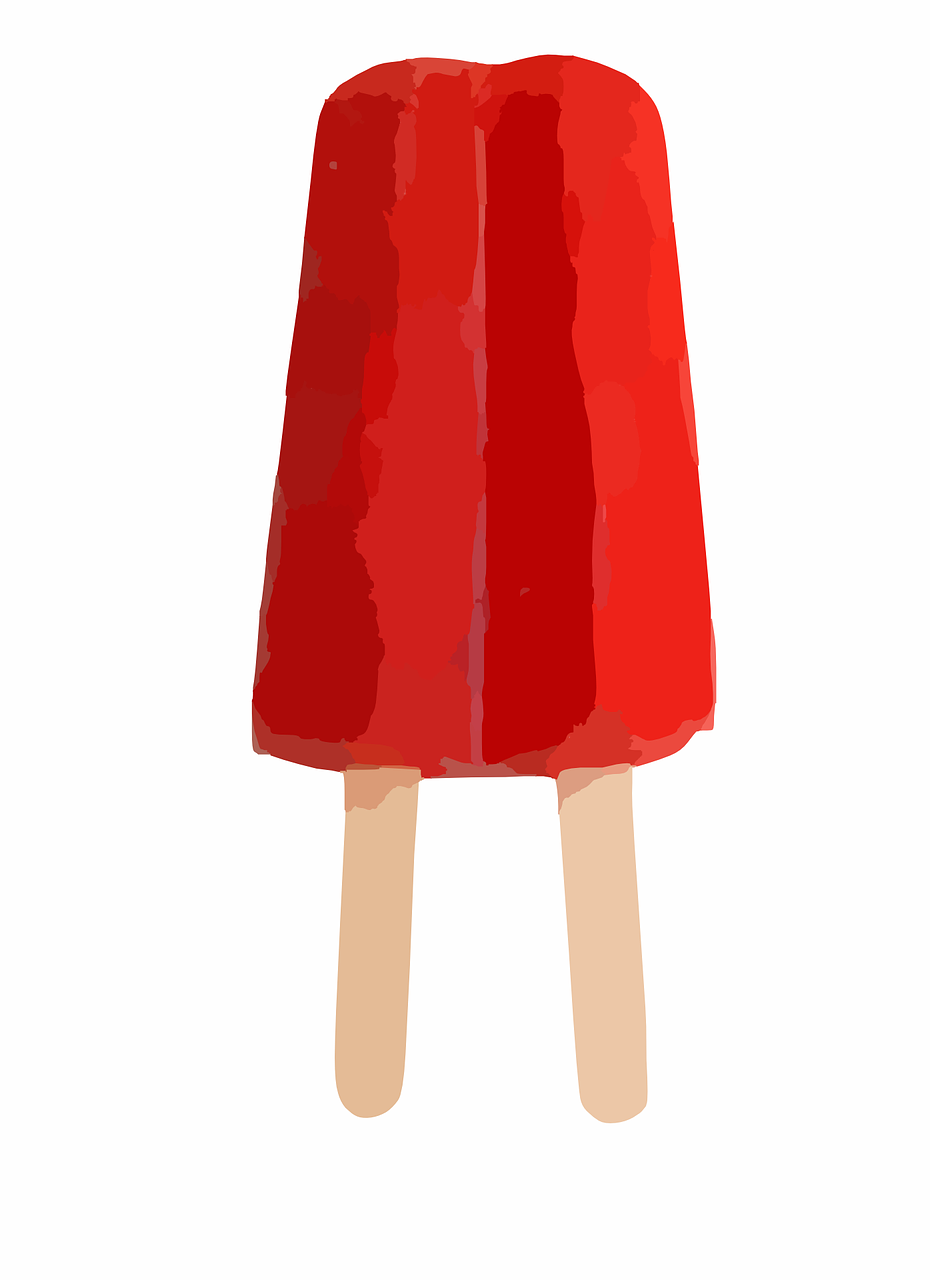 a close up of a popsicle on a stick, a digital painting, shin hanga, red dress, no gradients, legs replaced with human legs, digital illustration -
