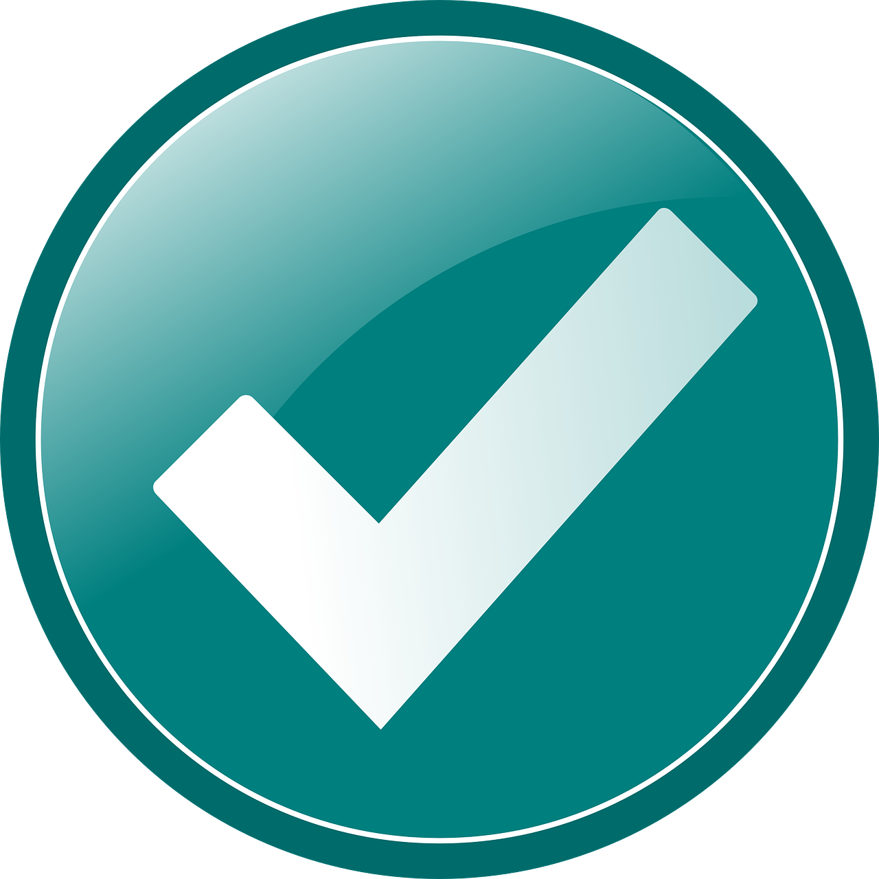 a button with a check mark on it, pixabay, plasticien, teal color graded, !!! very coherent!!! vector art, link, 2011