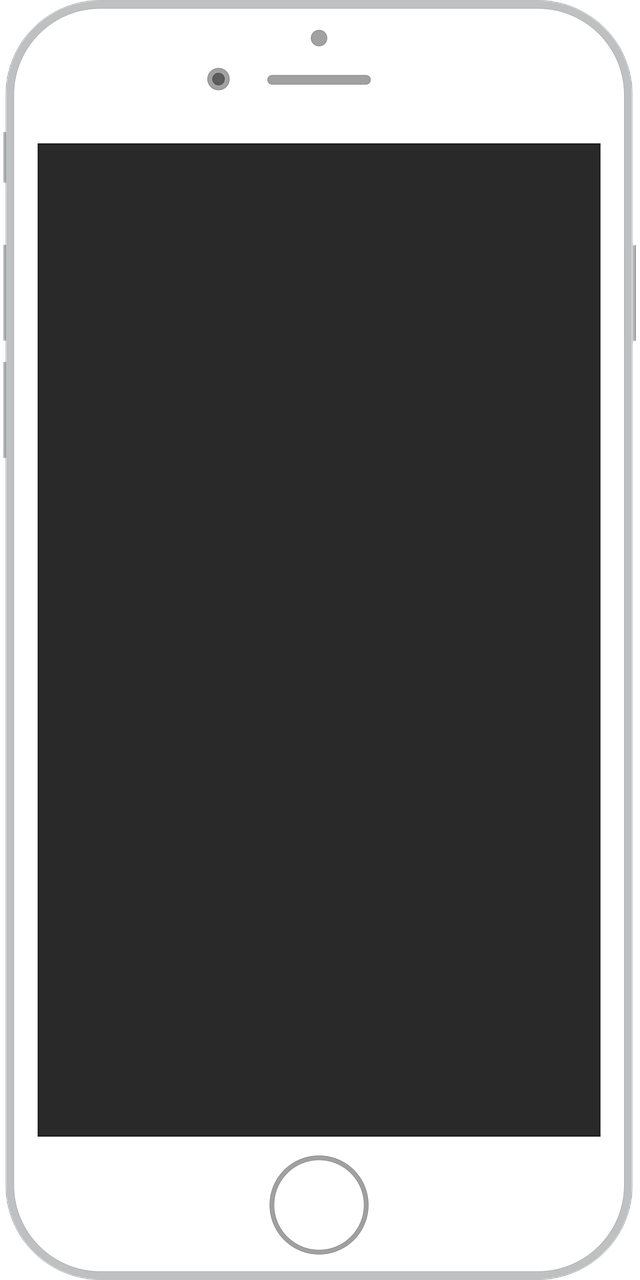 a white cell phone with a black screen, pixabay, realism, white frame border, detailed screenshot, gray color, whole-length