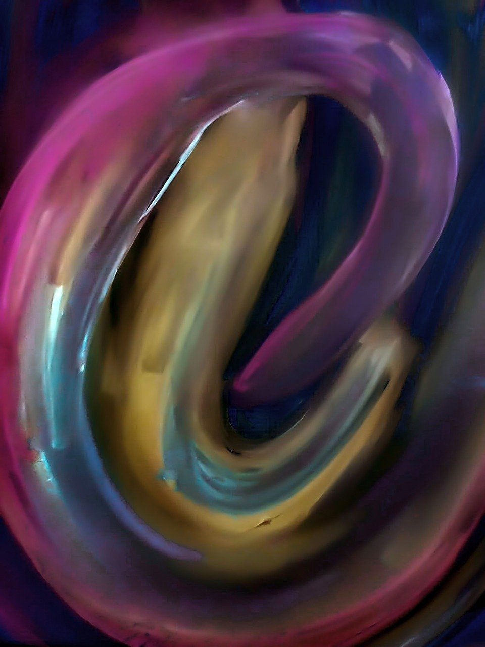 a close up of a painting of a swirl, a digital painting, flickr, phone wallpaper, magenta and blue, heavy jpeg artifact blurry, muted rainbow tubing