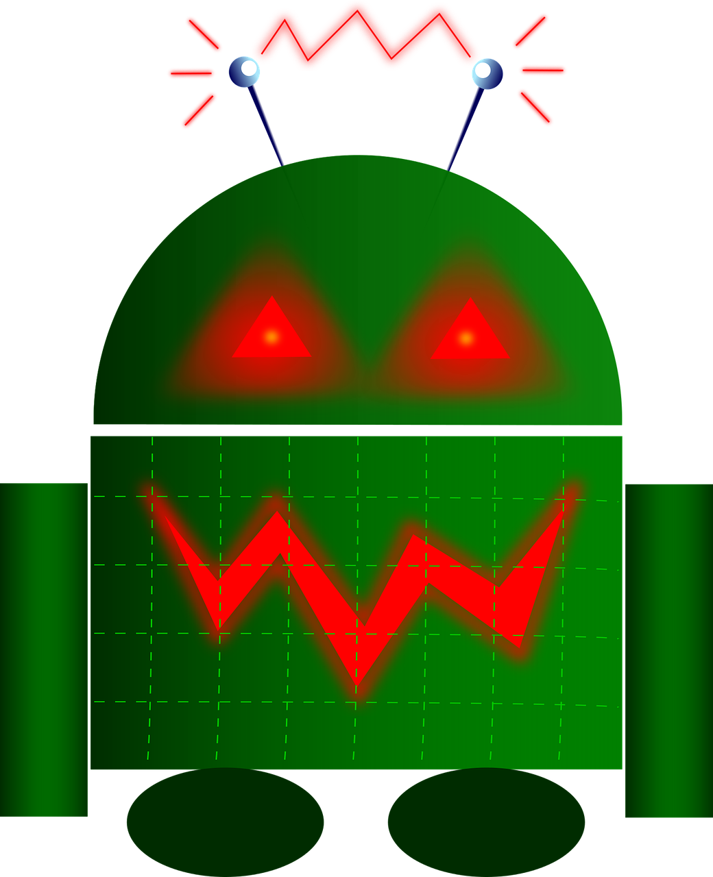 an image of a green robot with red eyes, inspired by Android Jones, auto-destructive art, android cameraphone, an angry, diagram, jester