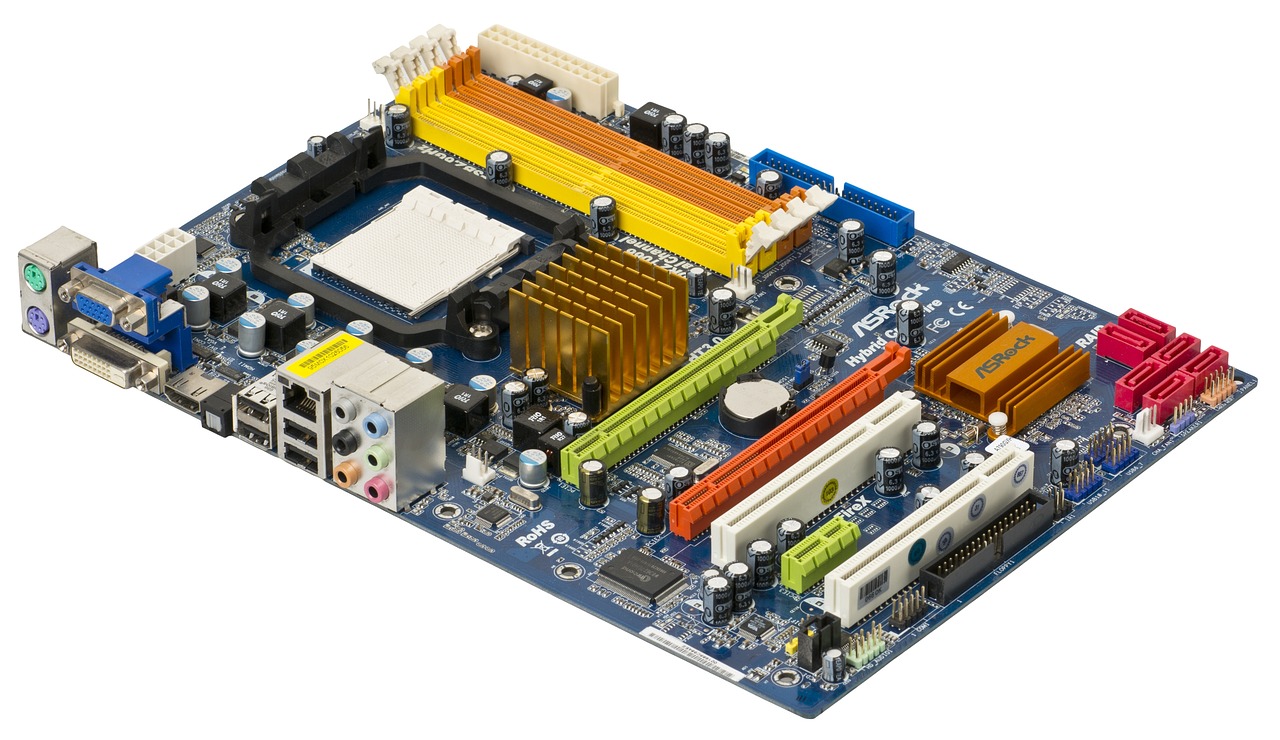 a close up of a motherboard on a white surface, a computer rendering, amber and blue color scheme, product photograph, ramps, navy