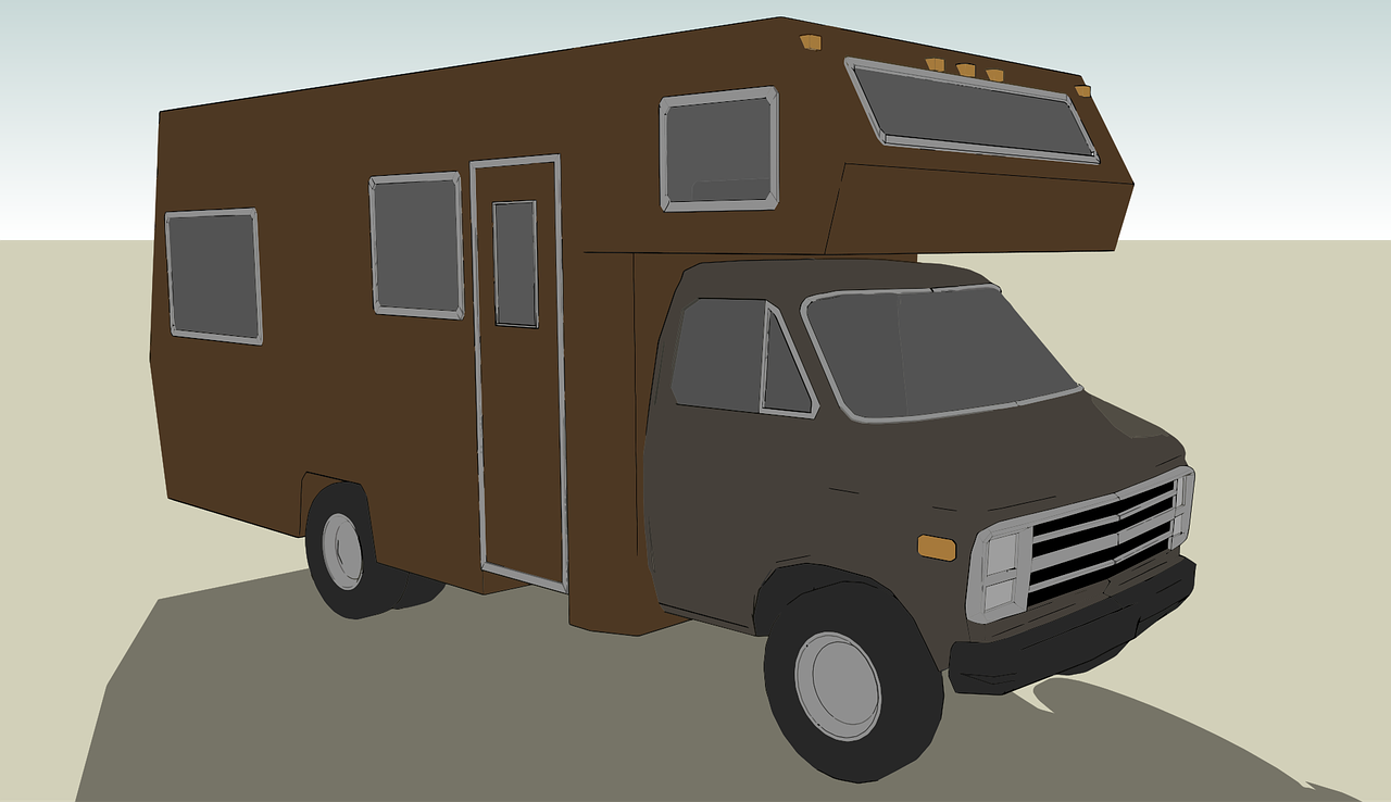 a brown truck with a camper on top of it, concept art, pixabay, shaded, front-view, wikihow illustration, computer generated