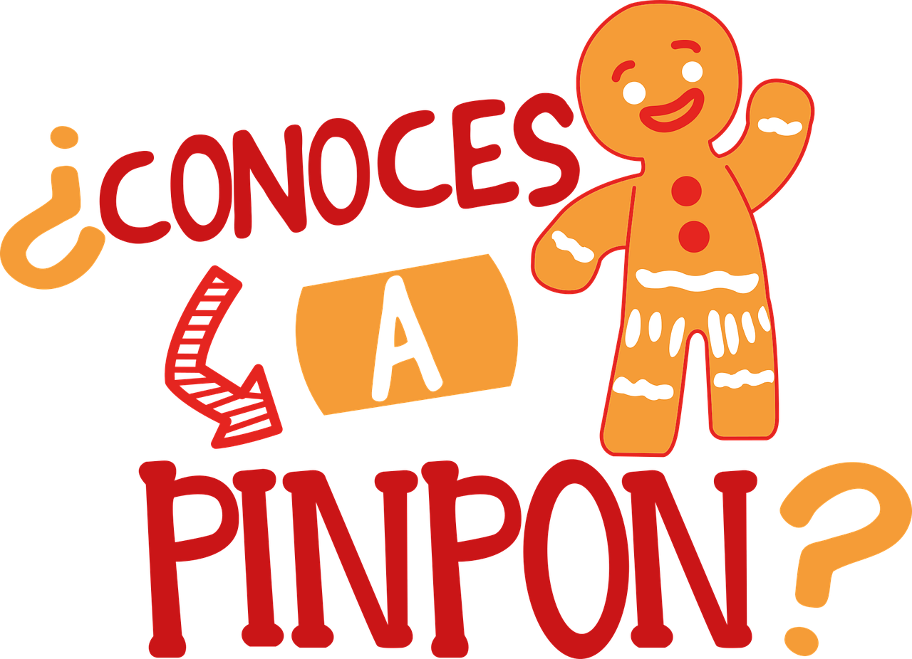 a gingerbread man standing next to a sign that says conces a pinpon, by Cándido López, pixabay contest winner, on a flat color black background, cinnabar, condorito, scene from a movie