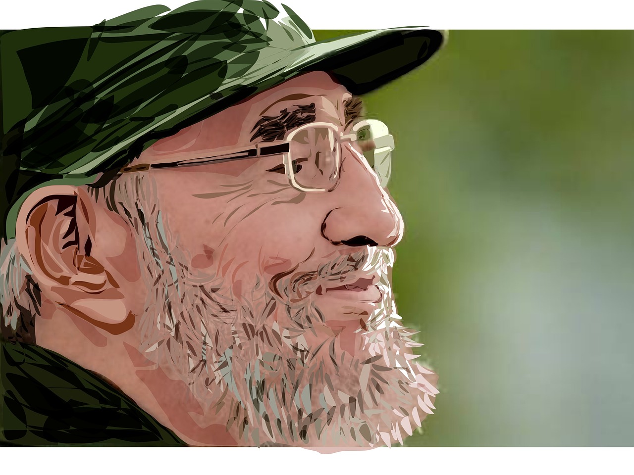 a close up of a man wearing a hat and glasses, a digital painting, inspired by Oswaldo Viteri, trending on pixabay, cuba, avatar image, environmental portrait, sean connery as big boss