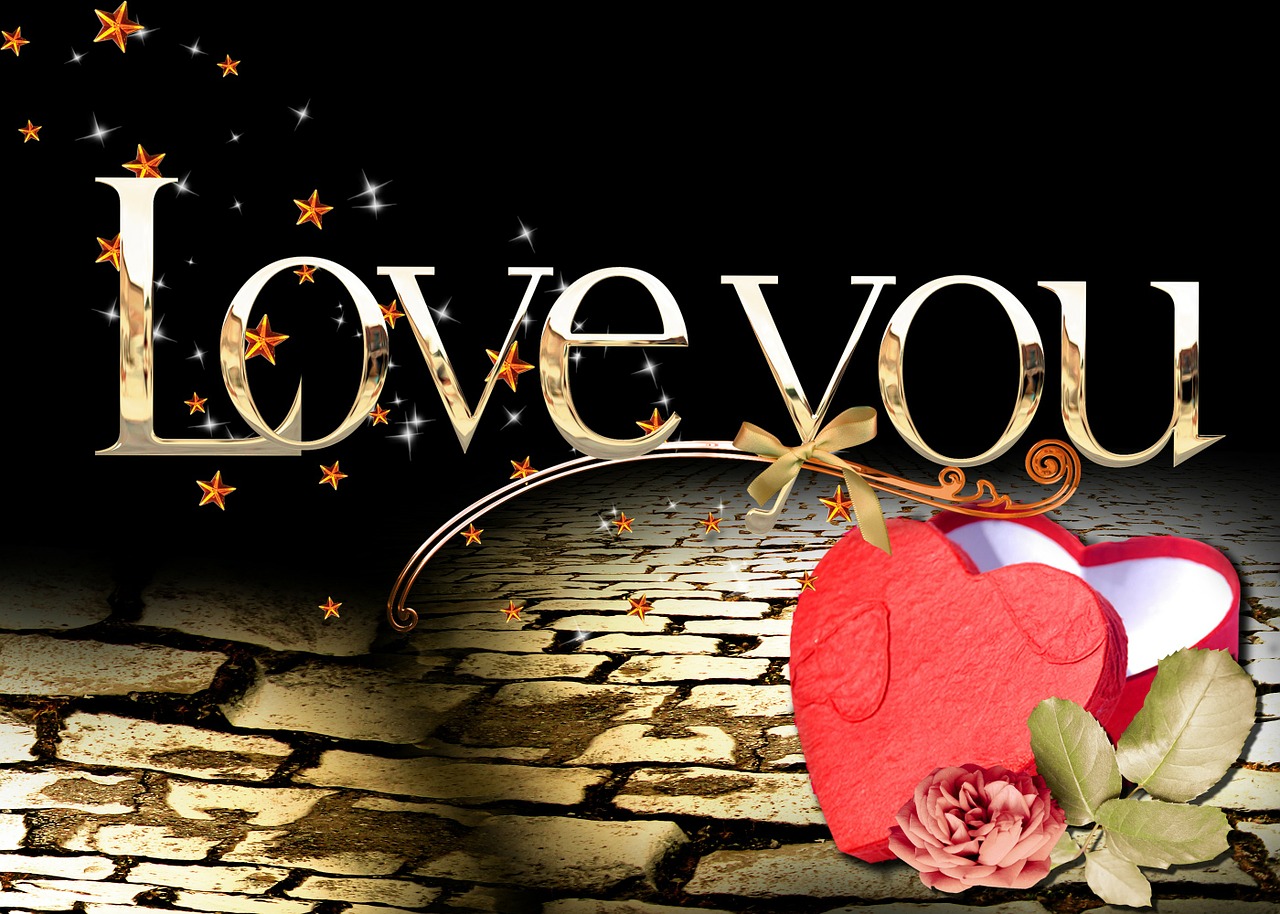 a heart shaped box sitting on top of a cobblestone floor, a digital rendering, graffiti, i love you, banner, nigth, very beautiful photo