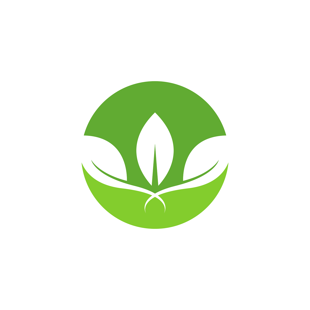 a green leaf logo on a white background, a picture, round logo, buddhist, full res