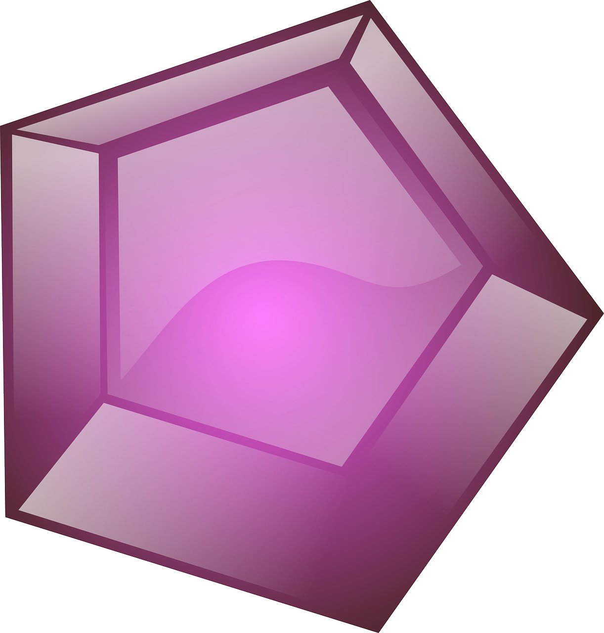 a purple hexagonal object on a white background, crystal cubism, garnet, jpeg artifact, rich deep pink, smooth bevels