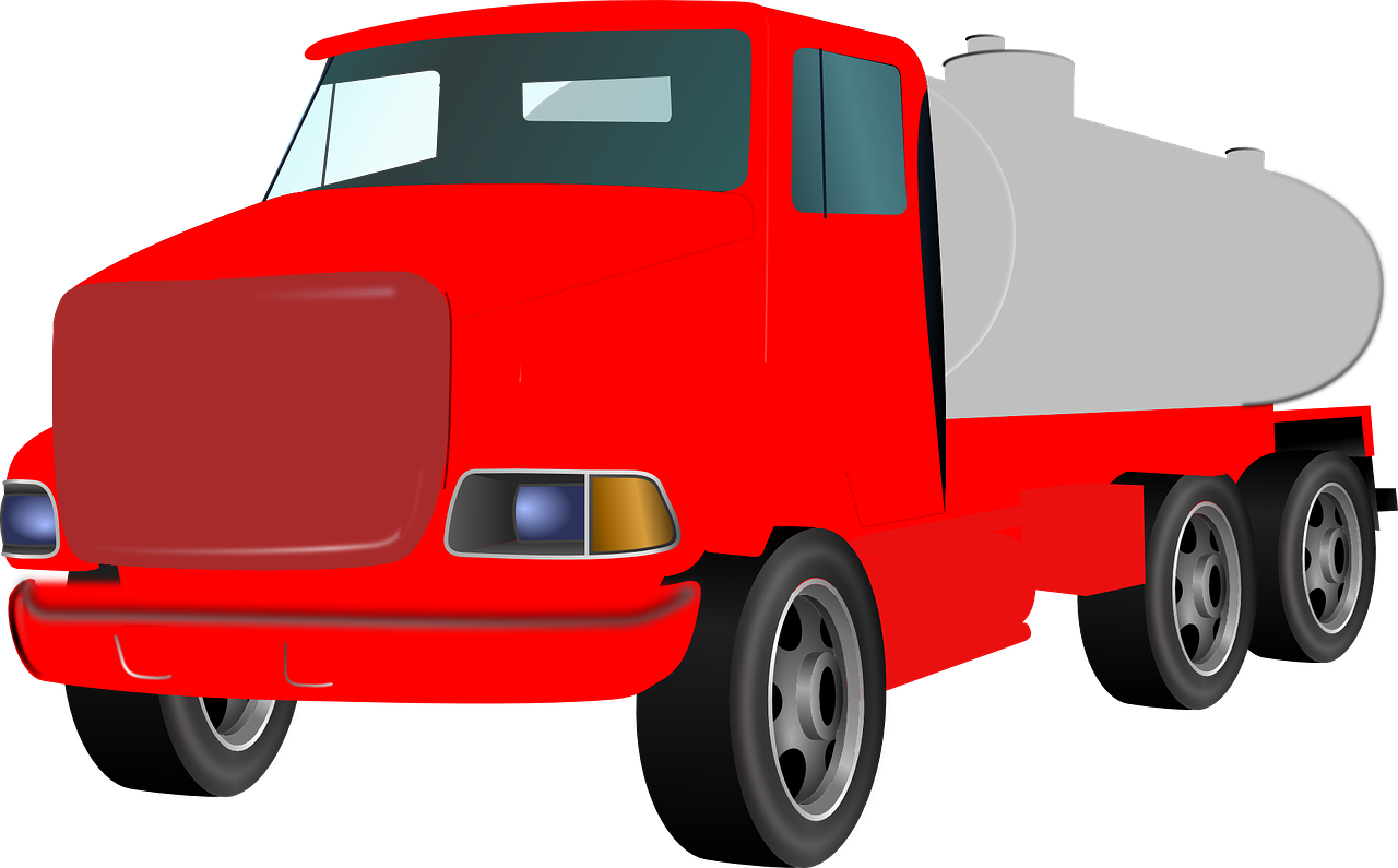 a red truck with a white tank on the back, pixabay, digital art, clean cel shaded vector art, red liquid, a brightly colored, description