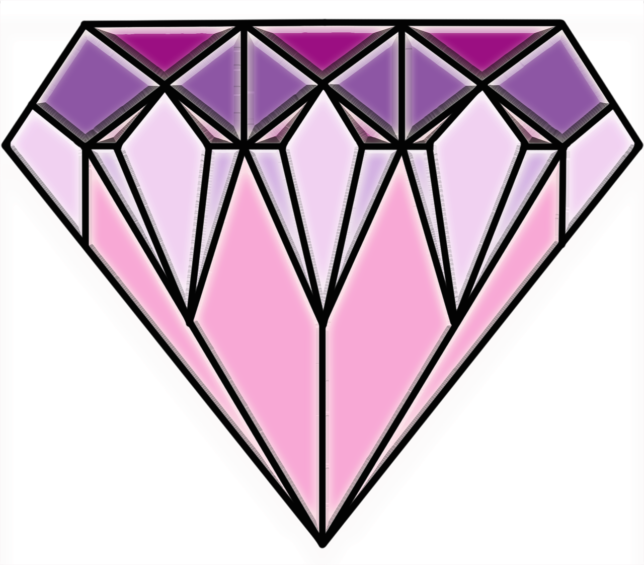 a pink and purple diamond on a black background, inspired by Steve Argyle, deviantart, clip art, from the waist up, swarovski and tiffany, :6