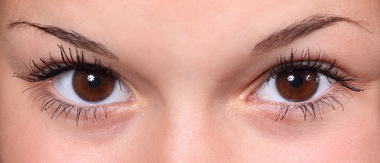 a close up of a woman's brown eyes, symmetrical eyes and body, catchlight on the eyes!