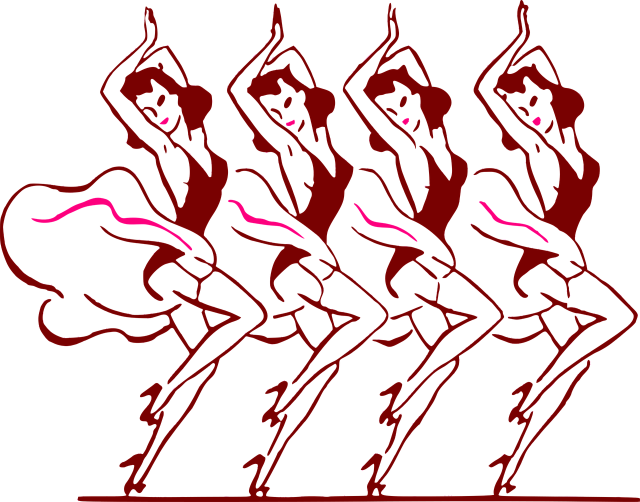 a group of dancers with their arms in the air, by Odhise Paskali, digital art, black and red only!!!, rotoscope, riding on a prancing horse, ( ( dithered ) )