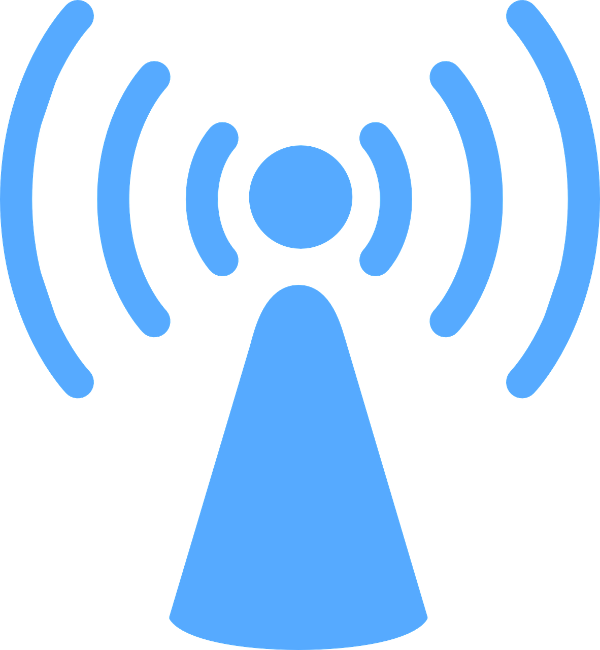 a blue antenna on a black background, a portrait, pixabay, computer art, wifi icon, radio, a tall, back