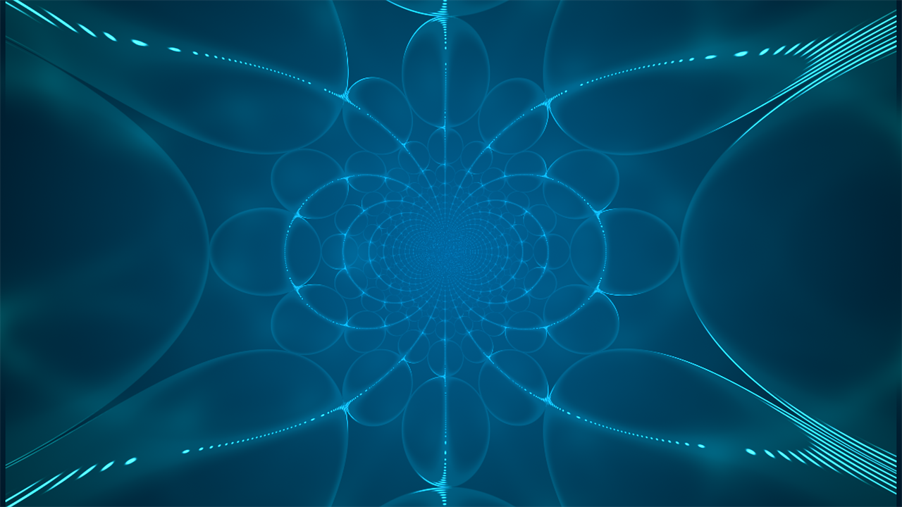 a computer generated image of a blue flower, inspired by Benoit B. Mandelbrot, shutterstock, digital art, glowing thin wires, fractal tarot card style, symmetry illustration, light circles