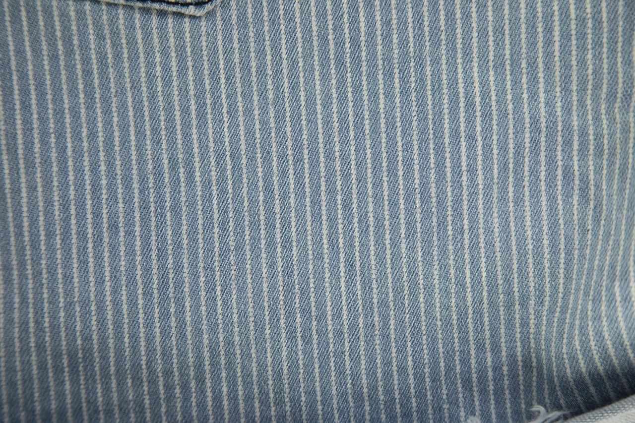 a close up of a pair of jeans, by Aguri Uchida, sōsaku hanga, striped shirt, cotton fabric, 80’s, f4.5