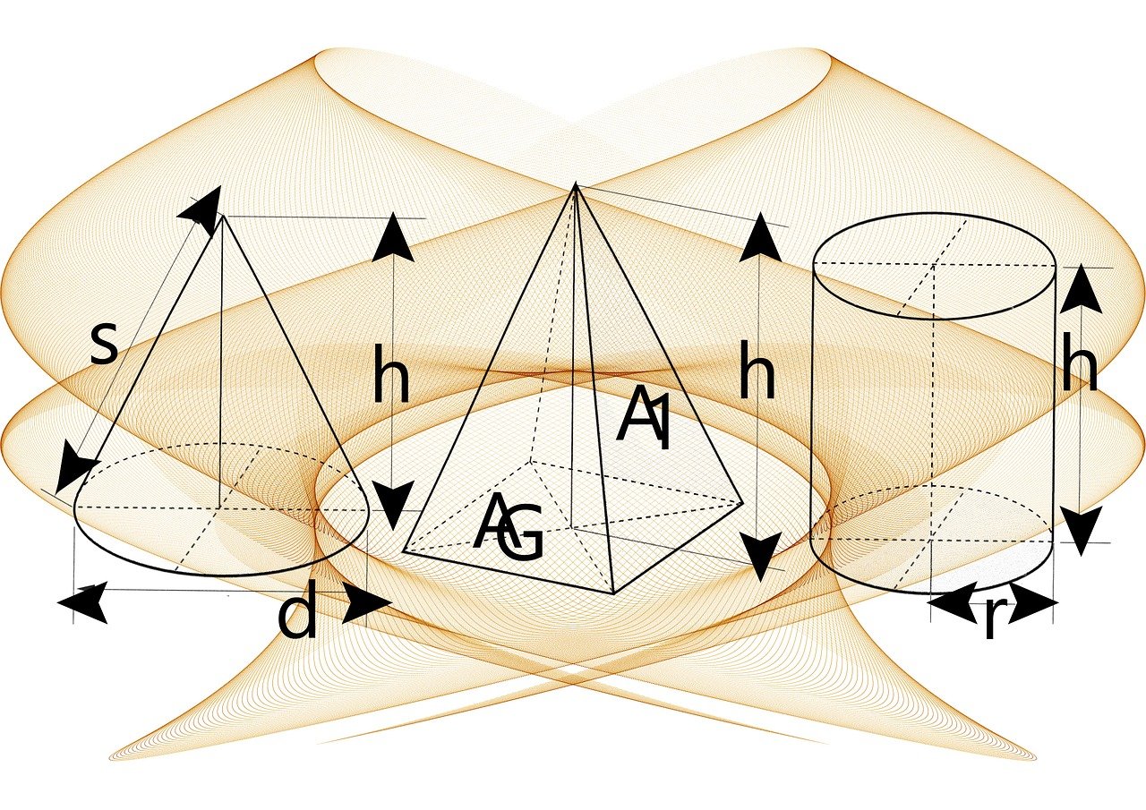 a diagram of the shape of a pyramid, a diagram, by Caroline Mytinger, holography, fractal of scary dirac equations, golden curve composition, 3d cell shaded, central circular composition