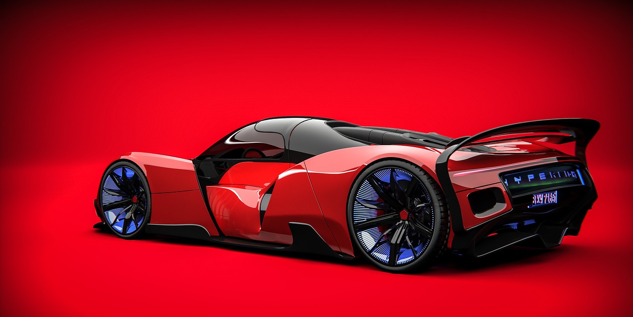 a red sports car on a red background, concept art, inspired by Darek Zabrocki, altermodern, glass and metal : : peugot onyx, badass batmobile car design, wallpaper - 1 0 2 4, car engine concept