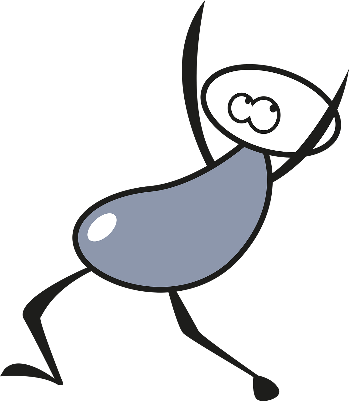 a cartoon character throwing a frisbee in the air, inspired by Tomi Ungerer, reddit, silver insect legs, black backround. inkscape, by :5 sexy: 7, gary oldman as a pear