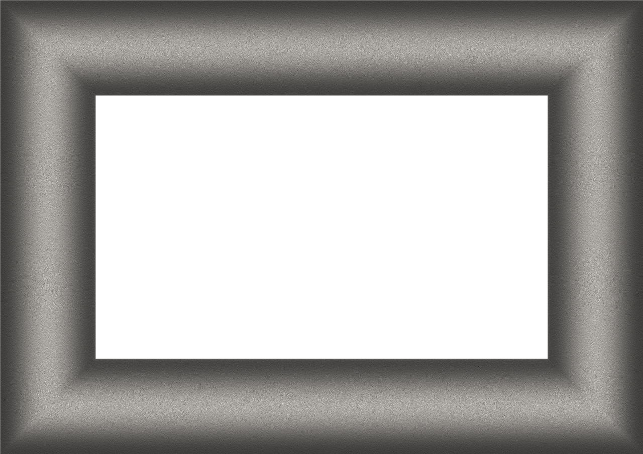 an empty picture frame on a black background, a digital rendering, by Donald Judd, deviantart, minimalism, gun metal grey, shiny metallic glossy skin, television screenshot, gradient brown to silver