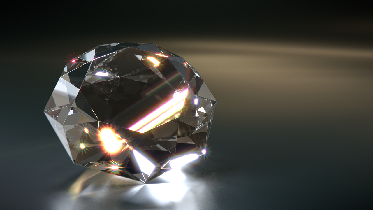 a close up of a diamond on a table, a raytraced image, 3 d render even lit, ctane 3 d rendered, quartz, light source from the left