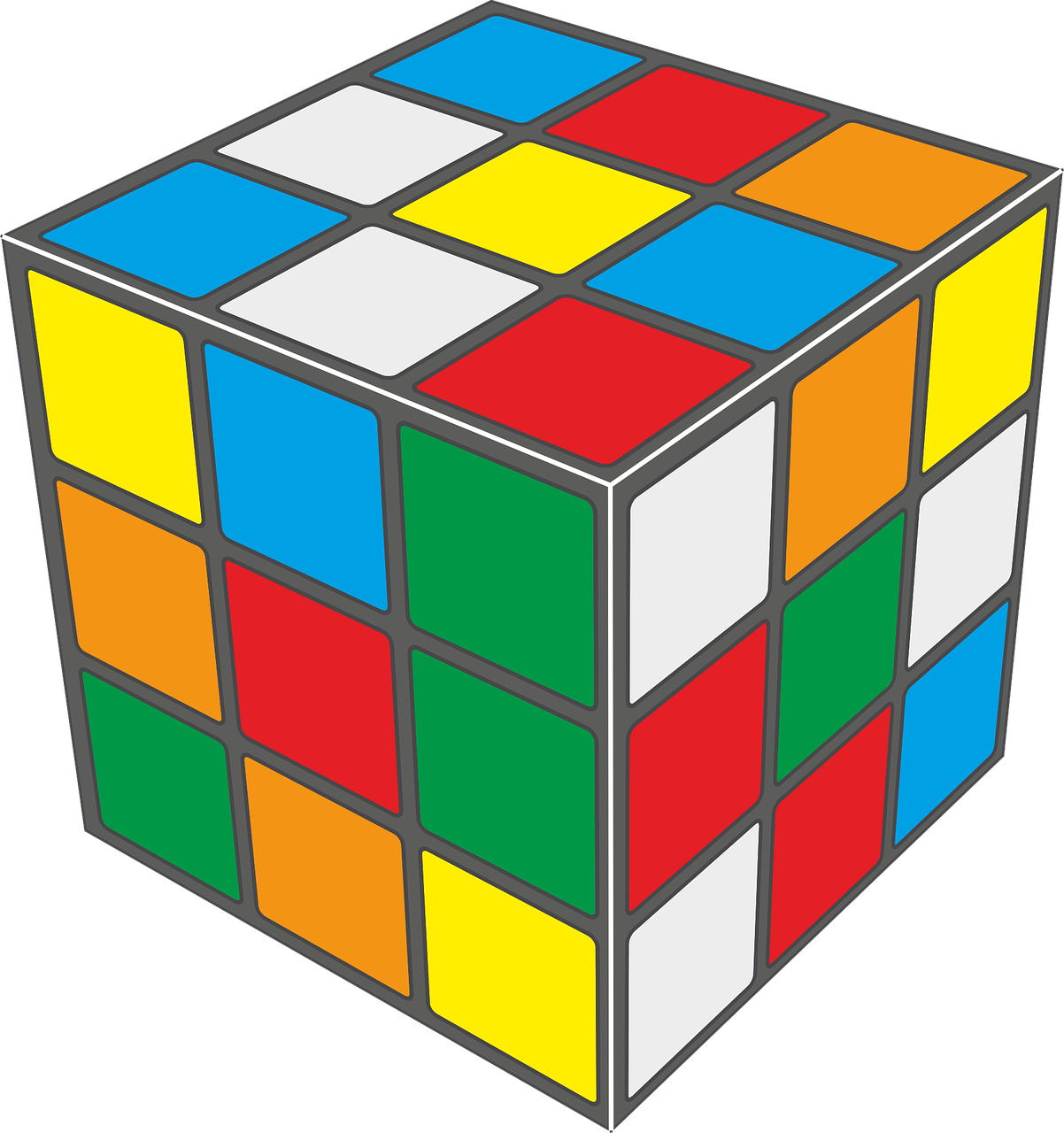 a rubik cube on a black background, inspired by Ernő Rubik, cubo-futurism, multicolored vector art, clean cel shaded vector art, !!! very coherent!!! vector art, seventies era