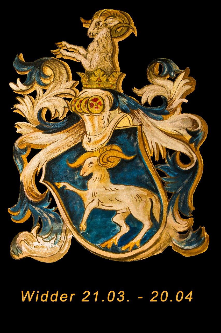 a picture of a coat of arms on a black background, a detailed painting, by Johannes Martini, shutterstock, folk art, goat, blue and white and gold, high detail photo, highly detailed saturated