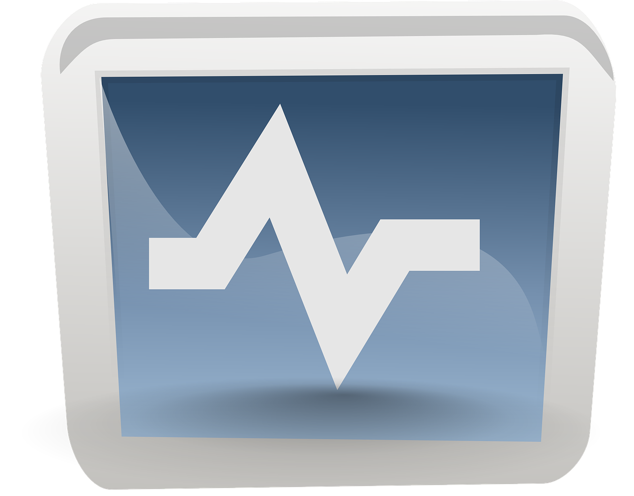 a blue square with a white arrow on it, a digital rendering, pixabay, stats, vector spline curve style, lcd screen, rating: general