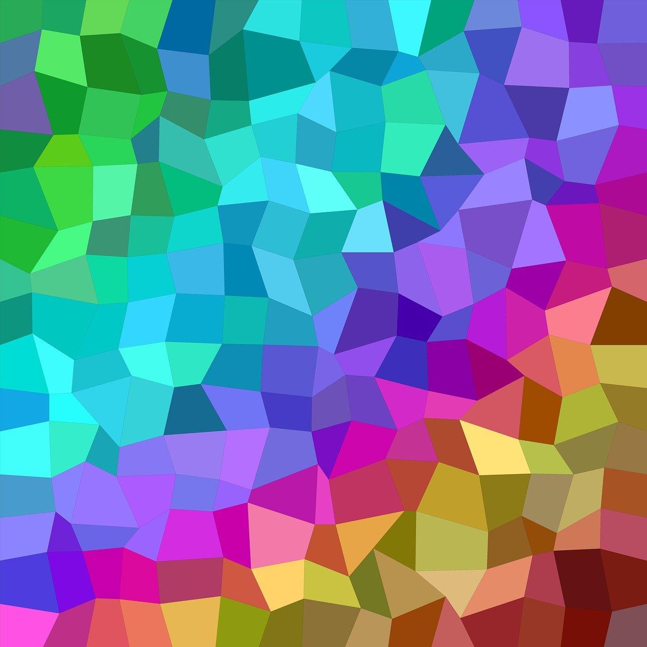 a multicolored background consisting of triangles, a raytraced image, inspired by Johannes Itten, crystal cubism, color dnd illustration, rainbow colored, rectangular piece of art, voronoi