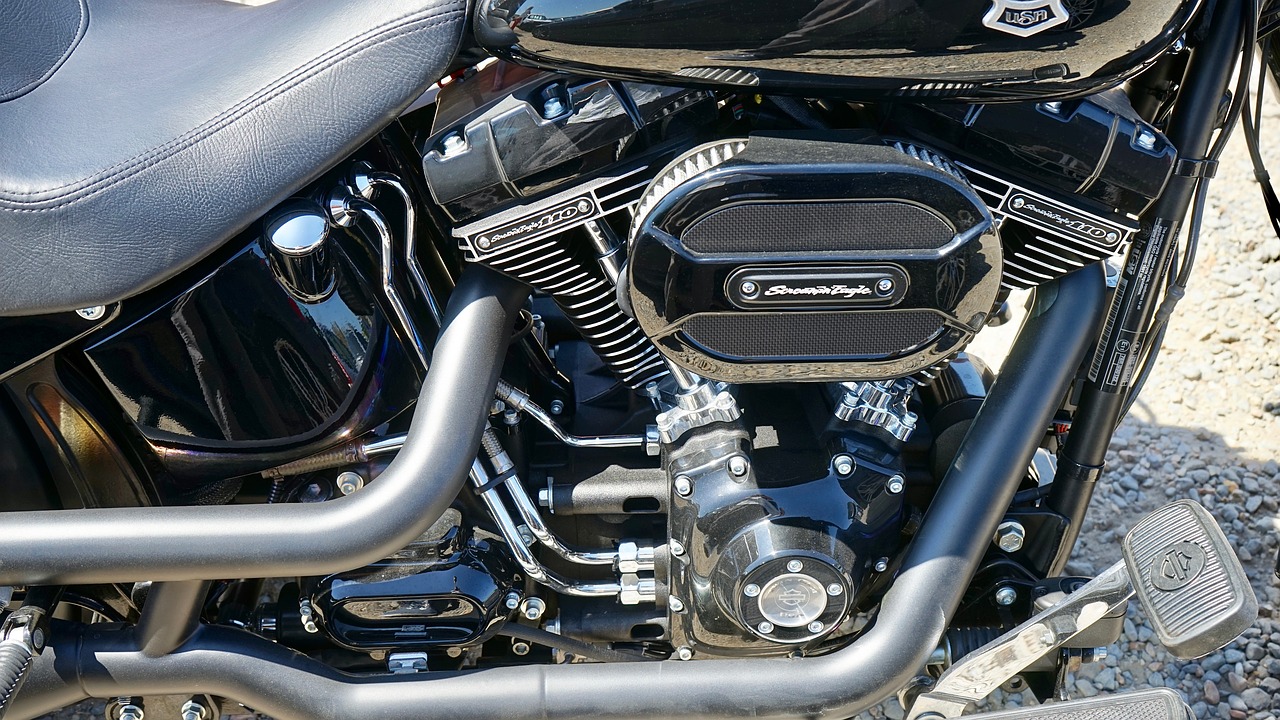 a close up of the engine of a motorcycle, a picture, by Wayne Reynolds, pixabay, photorealism, harley davidson motorbike, captured on canon eos r 6, very detailed curve, pipes