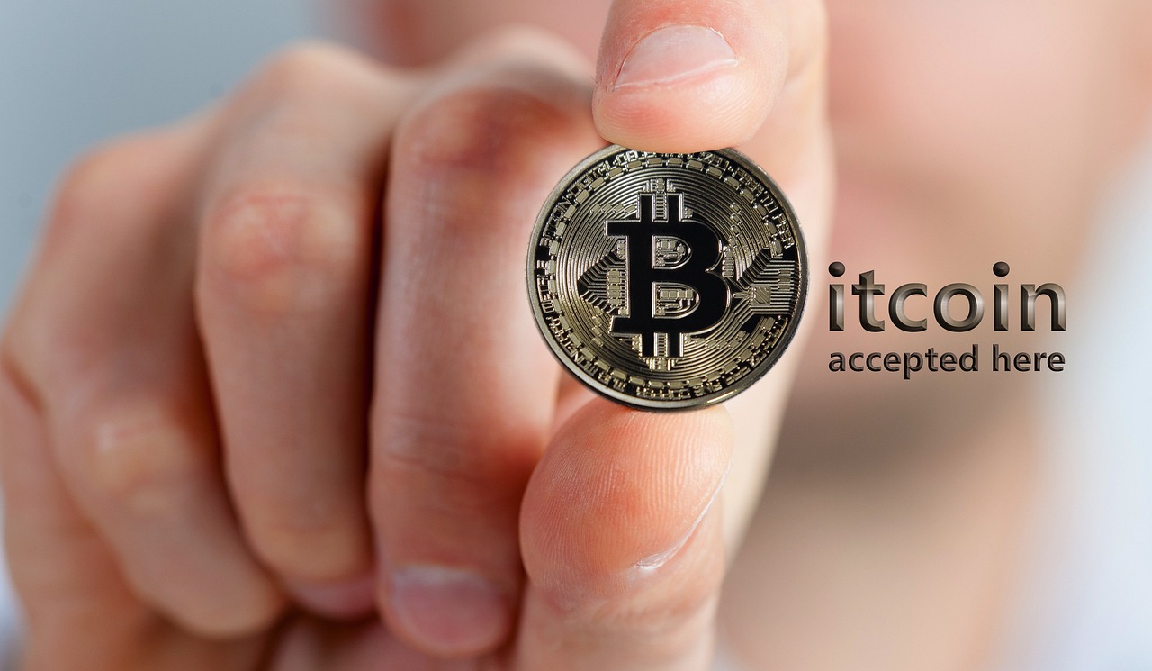 a person holding a bitcoin in their hand, a screenshot, by Charles Billich, pixabay, tachisme, acceptance, acronym, toga, 💋 💄 👠 👗