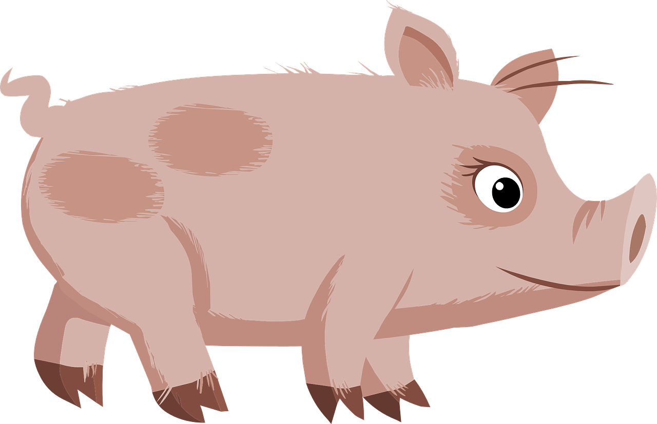 a cartoon pig standing in front of a black background, a digital rendering, pixabay, mingei, guinea pig looking up at the sky, pallid skin, thumbnail, cuaxolotl