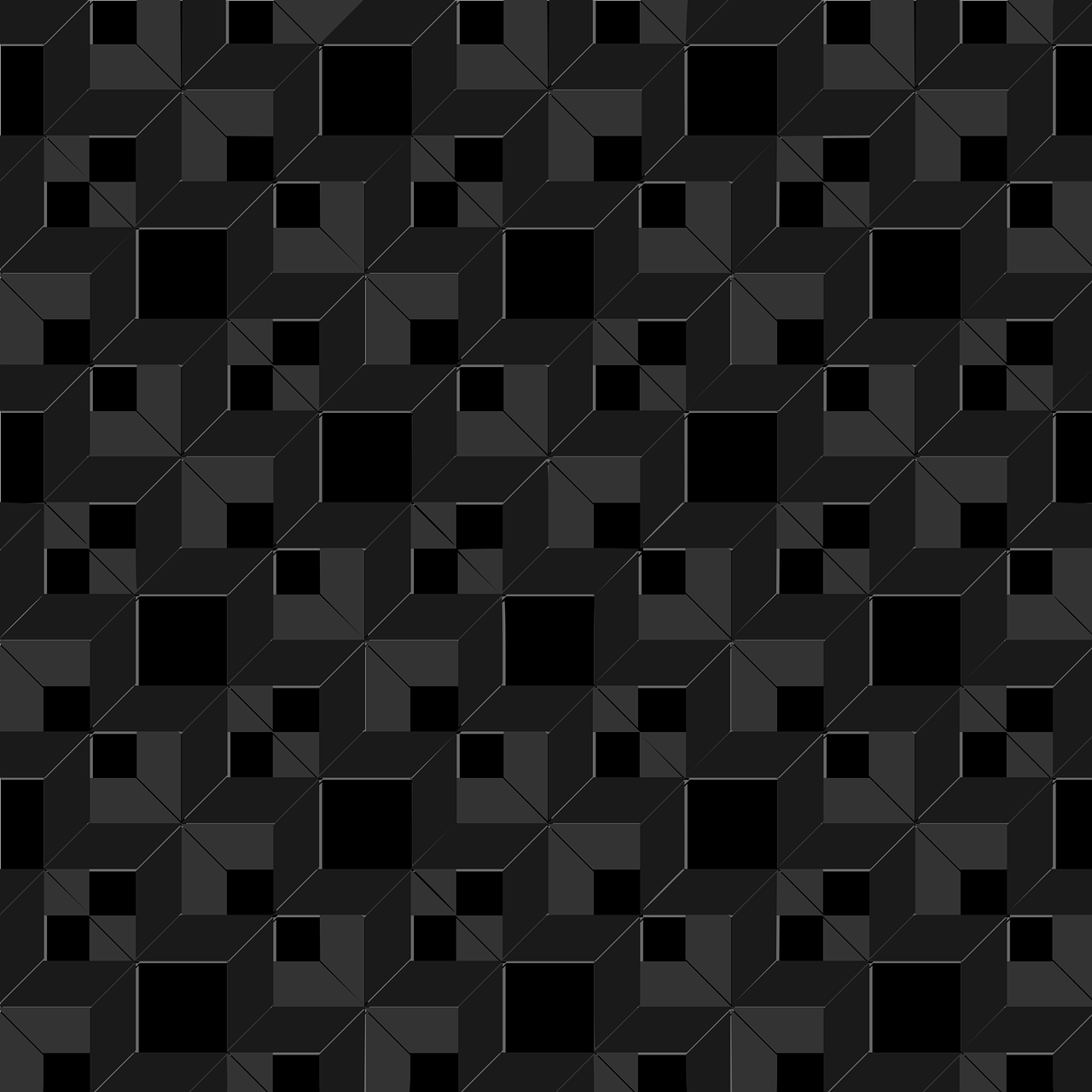 a pattern of black squares on a black background, inspired by Fernando Gerassi, polycount, floor tiles, faceted, geometric ornament, phone wallpaper