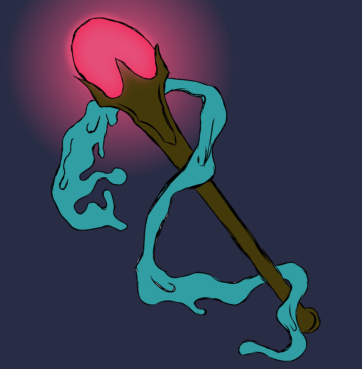 a close up of a stick with a red light on it, concept art, inspired by Aquirax Uno, tumblr, the god poseidon, mauve and cyan, casting a spell on a potion, ms paint