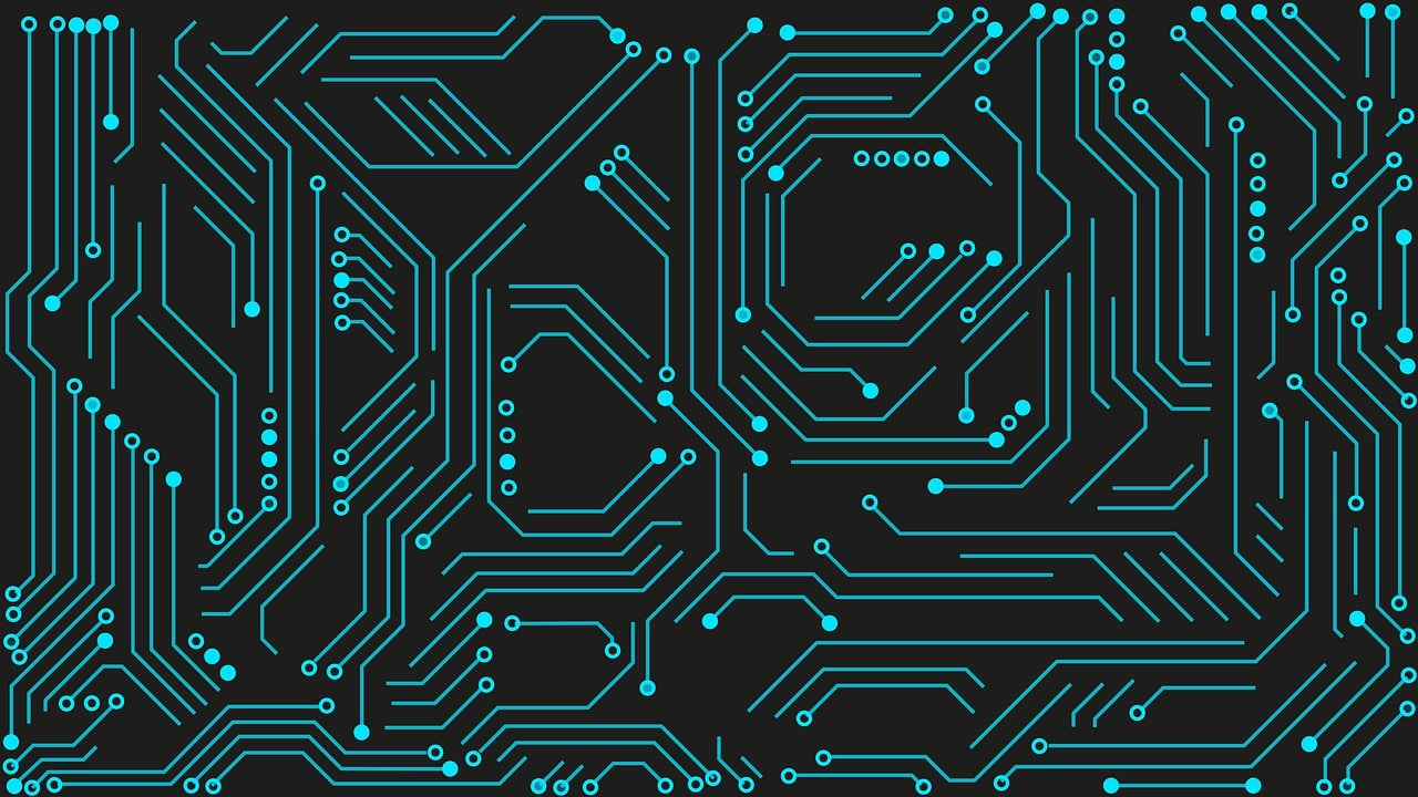 a close up of a circuit board on a black background, vector art, black and teal paper, neon electronic signs, sienna, 2 1 0 mm