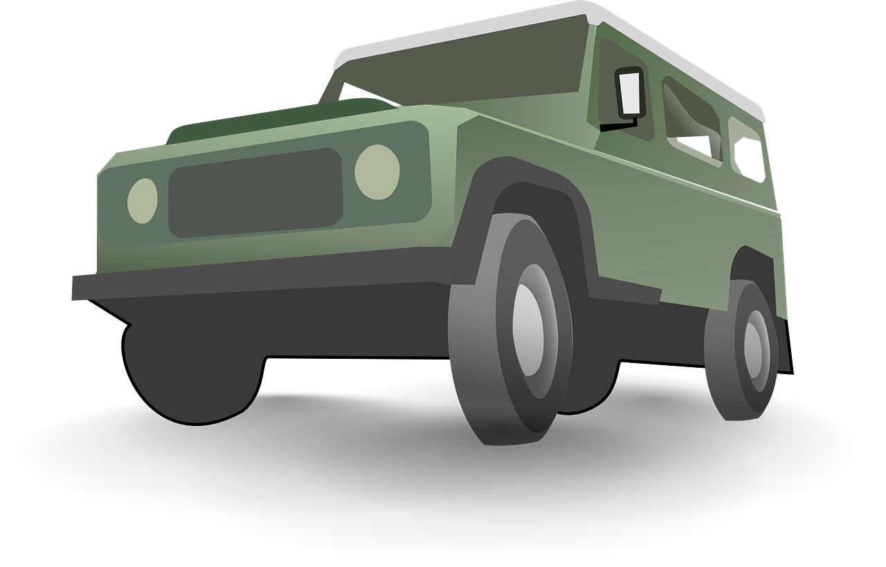 a green vehicle on a black background, pixabay, digital art, off-roading, wikihow illustration, military police, cute:2