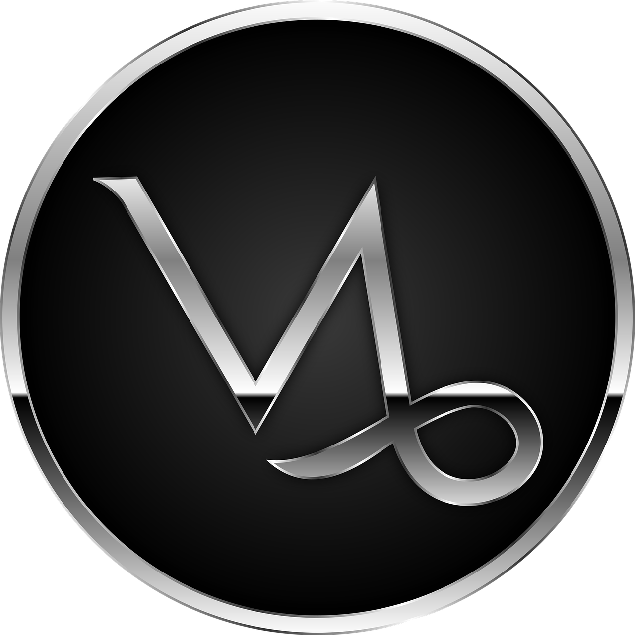 a silver letter m on a black background, a digital rendering, by Mirabello Cavalori, tumblr, art nouveau, venus planet symbol, black metal band logo, v 8 k, with merchant logo