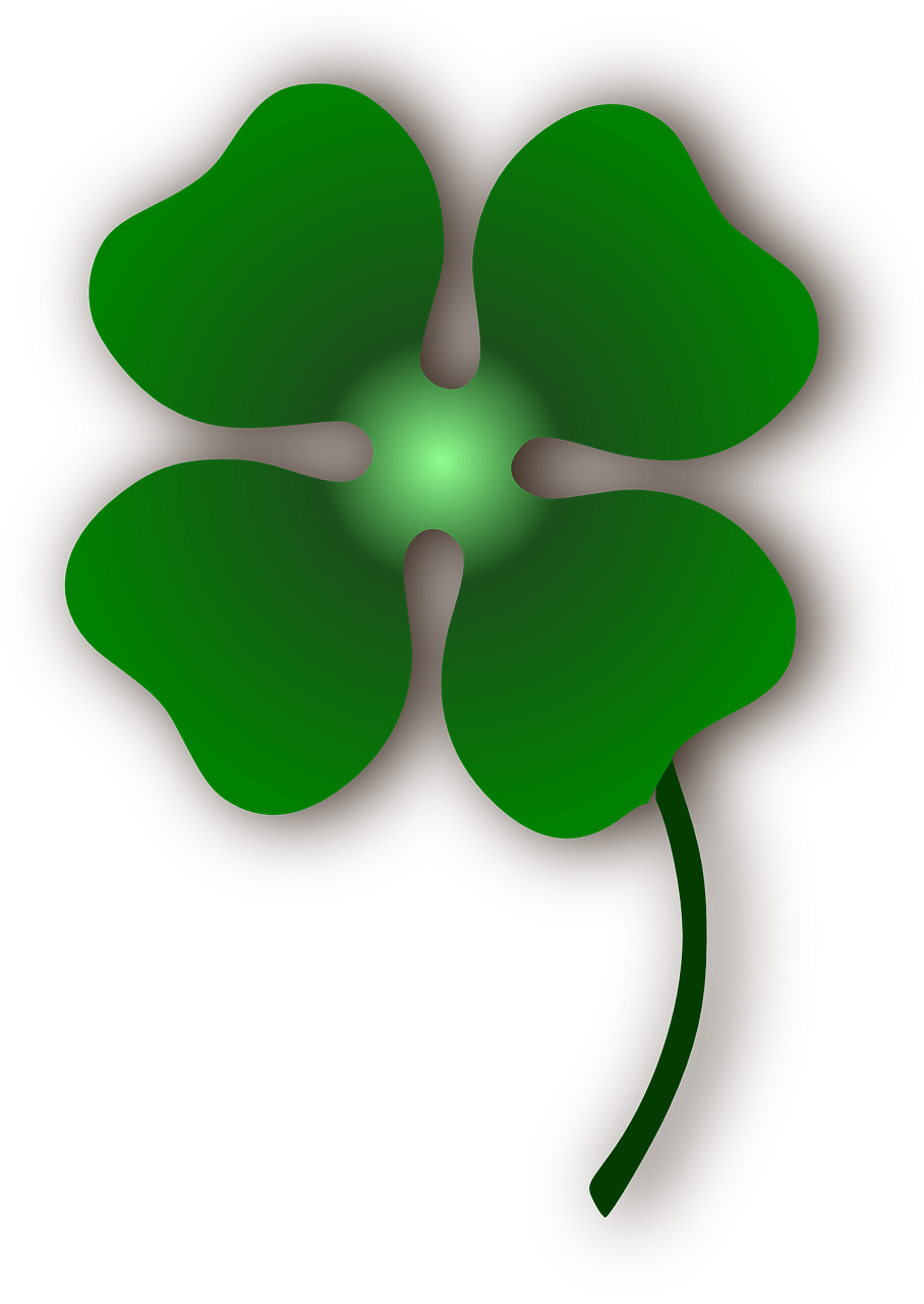 a four leaf clover on a white background, deviantart, very dark with green lights, cartoonish, brown:-2, patrick o'keeffe