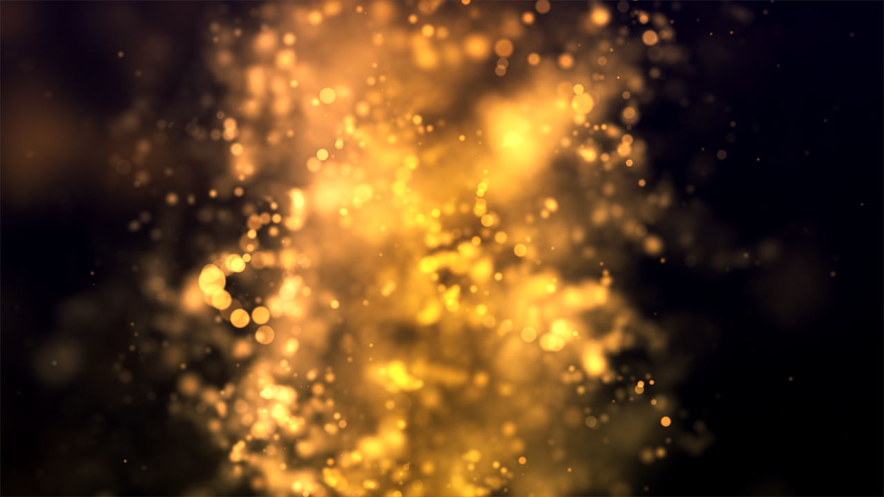 a close up of a yellow light on a black background, digital art, shutterstock, fire particles, background image, liquid gold, fairy dust in the air