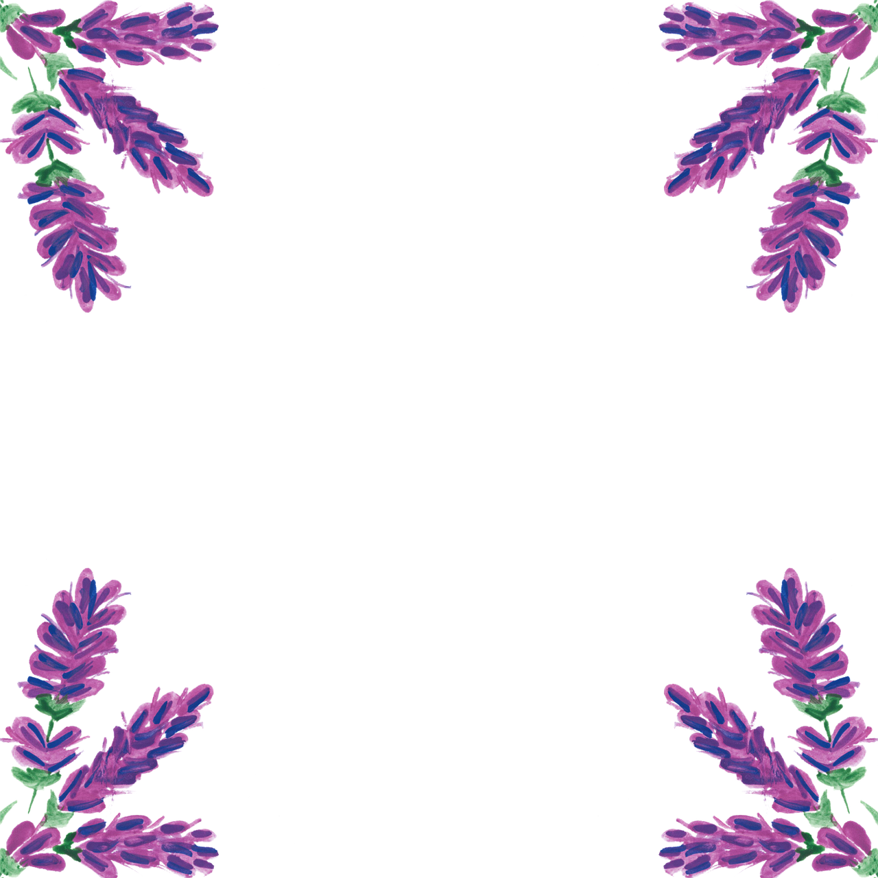 a frame of purple flowers on a black background, a digital rendering, inspired by McKendree Long, tumblr, sprite sheet, colorful illustration, bottom shot, leaves