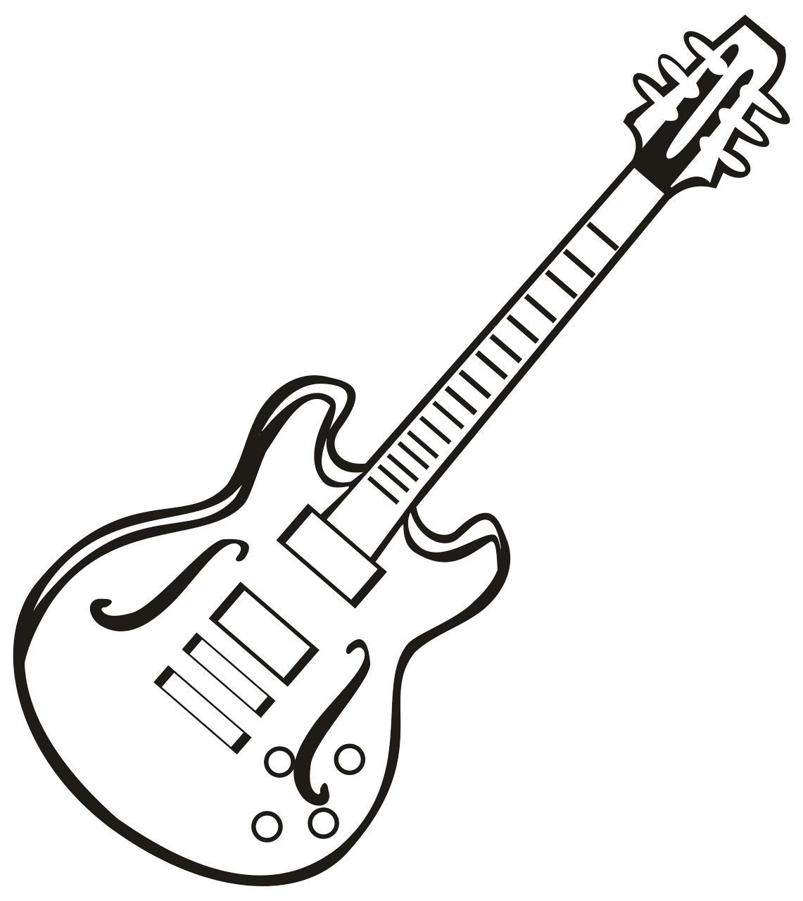 a black and white drawing of a guitar, lineart, inspired by John McLaughlin, pixabay, minimalism, neon outline, metallic, profile picture 1024px, 3 0 0