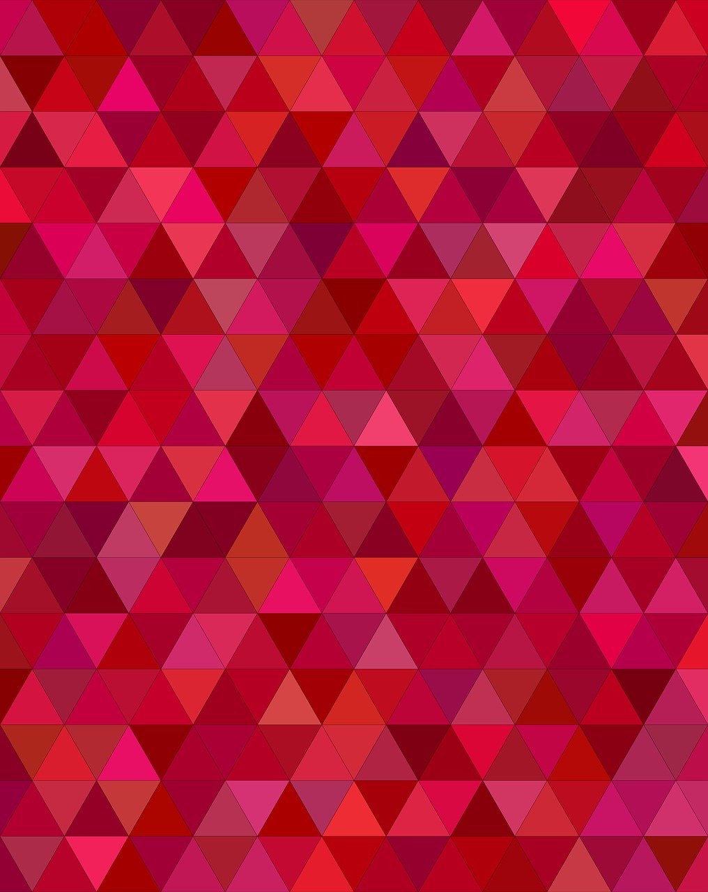 a geometric pattern of red and pink colors, by Emma Geary, pixabay, geometric abstract art, intricate triangular designs, solid background color, multicolored vector art, low polygons illustration