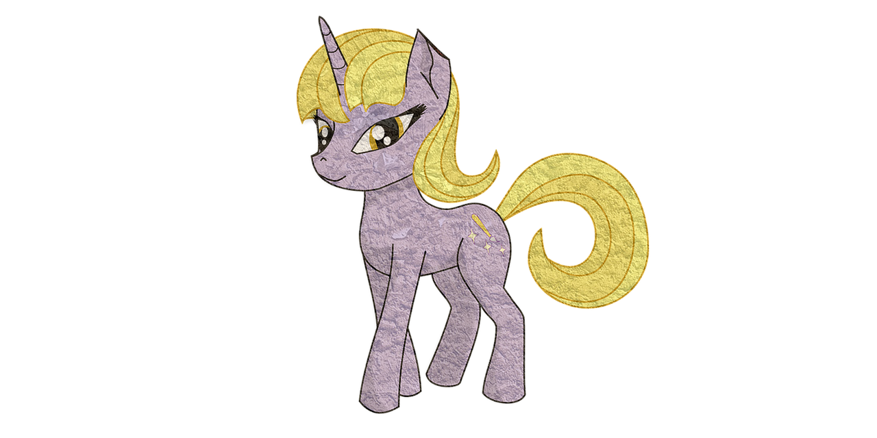 a close up of a cartoon pony on a black background, inspired by Luma Rouge, trending on deviantart, gemini gold cloth, !!! very coherent!!! vector art, on a gray background, purple and gold color scheme